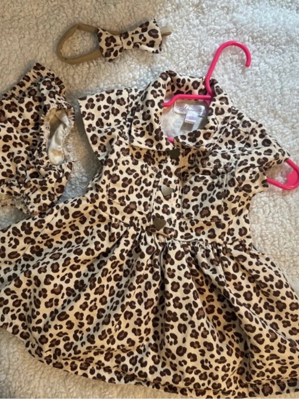 Leopard Print Baby Dress with Matching Headband 12 months
